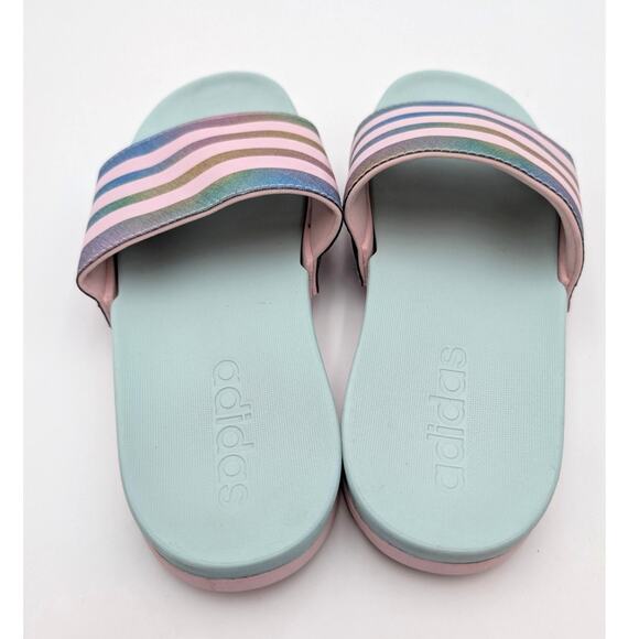 Adidas Adilette Comfort Sport Slide Sandals Kids Mint/Clear Pink Size US1 EU33 - Picture 5 of 12